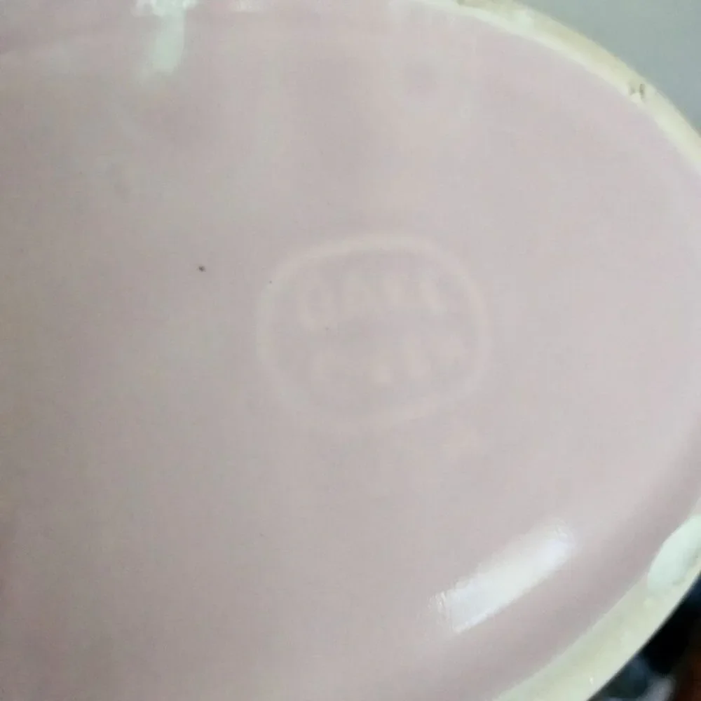 MCM Vintage Cronin Pottery Pink Black Casserole Dish Bake Oven USA Royal Cuisine
